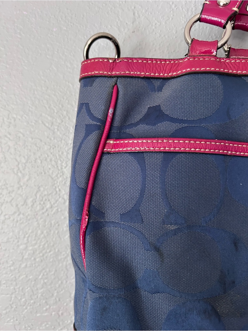 Coach Signature C Blue & Pink M1020-F14941 AS IS NEEDS LOVE - Picture 6 of 14